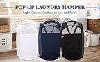 AQQA 9 Pcs Mesh Popup Laundry Hamper Set, Black/White/Blue, Durable Handles, Foldable, Sturdy Mesh Construction, Ideal for Kids, Teens, Adults, College Dorm, Camping, Hotel, Travel
