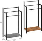 Freestanding Towel Rack, 3 Tier Blanket Ladder Stand with Oak Grey Wooden Shelf for Bathroom Living Room (31.5”H x 16.9”W x7.9”D)