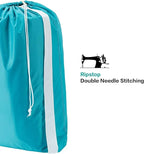 HOMEST 2 Pack XL Nylon Laundry Bag with Strap, Large Dirty Clothes Organizer, Easy Fit a Laundry Hamper or Basket, Can Carry Up to 4 Loads of Laundry, Black and Sky Blue