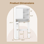 Giantex Over The Toilet Storage Cabinet, 32.5"W Freestanding Space Saver with Sliding Door, Toilet Paper Holder & Adjustable Shelves, Over Toilet Bathroom Organizer for Restroom & Laundry Room, White