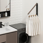 Clothes Drying Rack for Laundry Drying Rack Wall Mounted Clothes Hanger Rack Retractable Laundry Hanger Dryer Rack Space Saving Closet Organizer Aluminium (Walnut)