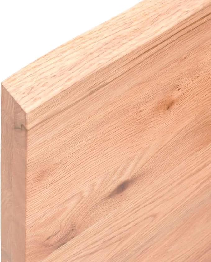 vidaXL Bathroom Countertop in Light Brown Solid Oak Wood with Varnish Finish - 47.2"x23.6"x(0.8"-1.6") Size