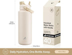 POWCAN 40 oz Insulated Water Bottle with 2-in-1 Straw and Spout Lid, Keep Cold 24H, Leak-Proof, BPA-Free, Double Wall Stainless Steel Water Bottle for Sports, Gym, Travel, and School (Mousse)