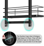 Shower Caddy Hanging (Black), Adjustable Anti-Swing-Over The Shower Head Caddy, 3 Tier Height Bathroom Storage Organizer, Bathroom Shelves Basket Rack, Shower Caddies Rack with Adjustable Soap Basket