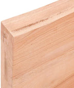 vidaXL Handmade Bathroom Countertop in Treated Solid Oak with Live Edge - Versatile Use as Vanity/Desk/Table Top - Ready-to-use Light Brown Finish, 55.1"x23.6"x(0.8"-2.4")