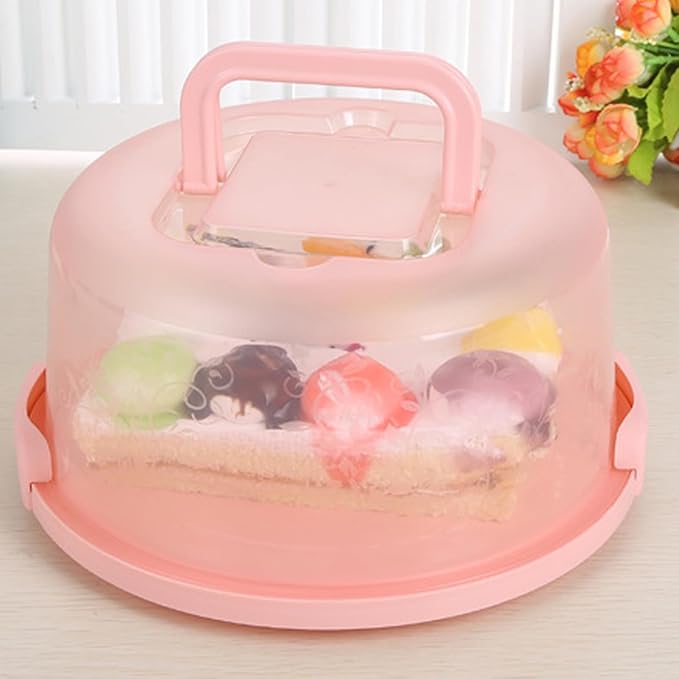 Cake Carrier with Lid and Handle, Round Cake Containers for 10 inch Cakes, Cupcake Holder, Dustproof, Portable Cupcakes Transport Container for Cakes Pie Muffin Pizza Desserts