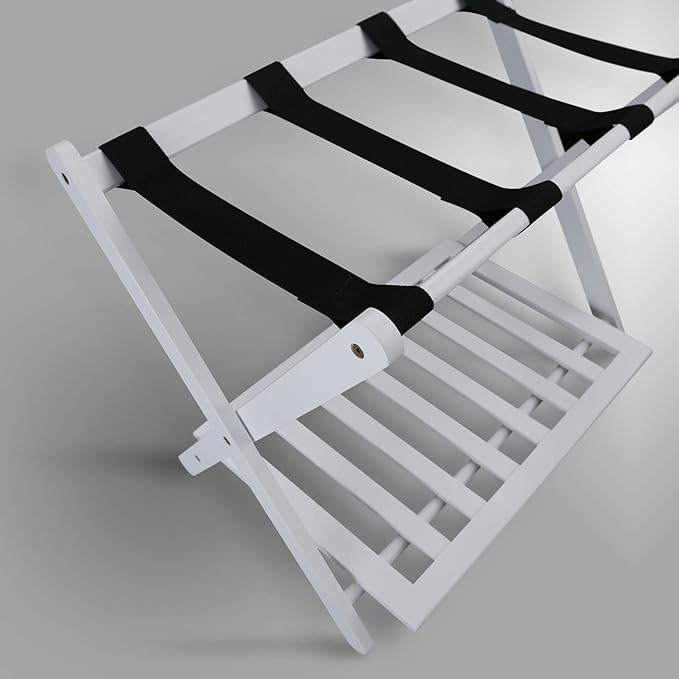 Casual Home Shelf-White Luggage Rack, 26.75" Wide