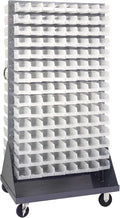 Quantum Storage Systems QMD-36H-220CL Mobile Double Sided Gray Louvered Rack System with Bins, 36" L x 25" W 72" H, Clear