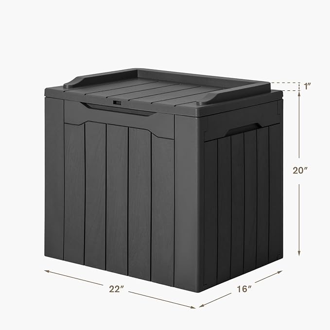 JUMMICO 31 Gallon Resin Deck Box Waterproof Indoor Outdoor Storage Boxes for Patio Furniture Cushions and Garden Tools (Gray)