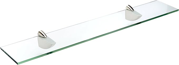 Spancraft Glass O-12x30-Brushed Steel Oriole Glass Shelf, Brushed Steel, 12" x 30"