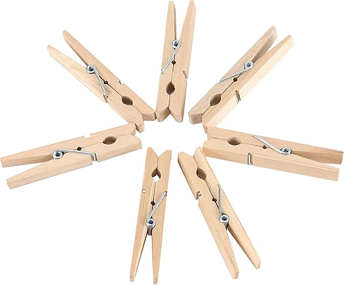 HOIGON 400 Pack 3 Inch Natural Wooden Clothes Pins, Sturdy Large Wooden Clothespins, Wood Clips with Spring, Wood Laundry Pins for Clothing, Craft, Hanging Photo, Clipping Snacks