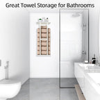 Wall Towel Rack for Rolled Towels, Towel Storage for Small Bathroom Can Holds 6 Large Towels, 30 inch Towel Racks with Shelf, White