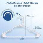 HOUSE DAY Plastic Hangers 50 Pack - White Clothes Hangers with Non-Slip Shoulder Grooves, Durable and Sturdy Coat Hanger, Space Saving Slim Design Perfect for Closet Organizers and Storage