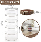 ZENFUN 5 Layers Acrylic Belt Organizer, Stackable Belt Storage Box Clear Display Case Vanity Organizer for Watch, Hair Accessories, Jewelry, Closet and Drawer, 2.6" H x 5.5" Dia