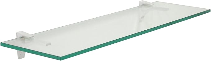Spancraft Clear Floating Glass Shelf 10" X 21" in Chrome