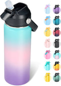 32oz Insulated Stainless Steel Water Bottle, Wide Mouth Double Wall Vacuum, Silicone Straw, Sweat & Leak Proof, BPA Free Insulated Water Flask for Travel, Keep Cold 24h Hot 12h, Pink