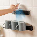 2pcs Mug Hooks Wall-Mounted Mug Holder, Coffee Cups Holder Hanger no Drilling,Mug Rack Hooks with 4 Cup Holders,RV Must Haves Cups Storage Hooks for Kitchen,Living Room,Office (Black)