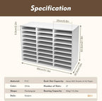 27 Compartments Literature Organizer with Adjustable Stackable Shelves, Doorless File Classification Cabinet, Office Classroom Mailbox with Anti-Slip Pads for Home Office School, White