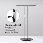 T-Shaped Hand Towel Holder Stand – Countertop Stainless Steel Towel Rack with Non-Slip Base for Bathroom, Kitchen, Vanity, Matte Black