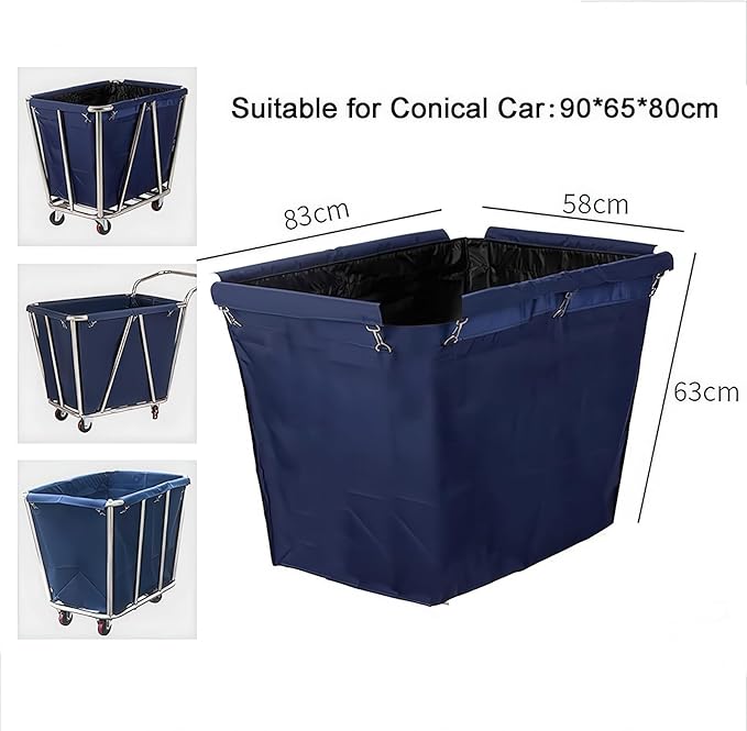 400L Commercial Laundry Cart Replacement Liner Bag - Removable Waterproof Oxford Cloth Rectangle, Large Capacity Replacement for Rolling Laundry Basket (Blue, Double layer thickened-Conical)
