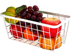 2 Set LeleCAT Hanging Wall Basket Organizer, Over the Cabinet Door Adhesive Wire Baskets for Organizing Kitchen Food Pantry Bathroom Shelf Storage No Drilling Wall Mounted,White