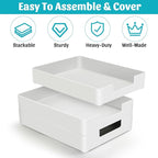 Letter-Size Tray Desk Letter Tray Paper Tray, Sturdy Heavy-Duty Plastic Printer Paper Tray, Single-Tier Stackable File Storage Organizer for Office Home (White)