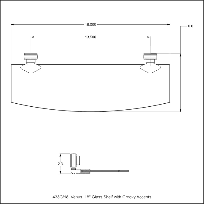 Allied Brass 433G/18-SFG Venus Collection 18 Inch Glass Shelf with Grooved Accents, Sea Foam Green