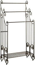 Kings Brand Furniture Pewter Metal Towel Racks for Bathroom with Shelf - 3 Long, Sturdy, Versatile & Modern Towel Rack with Storage Shelf Perfect for Laundry Room, Kitchen Area & Bathroom Towel Rack