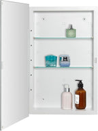 Bathroom Medicine Cabinet with Beveled Edge Mirrored Door 15 x 24 inch, Recessed or Surface Mount, with Adjustable Glass Shelves