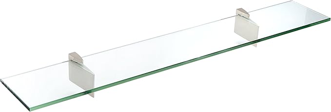 Spancraft Glass R-12x24-Brushed Steel Raven Glass Shelf, Brushed Steel, 12" x 24"