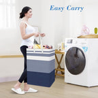 BlissTotes 3-Pack Laundry Basket, Freestanding＆Waterproof Laundry Hamper, Collapsible Tall Clothes Hamper with Easy Carry Handles for Clothes, Towels in the Family and Dorm,Gradient Blue,75L