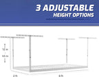 SafeRacks - 2x8 Overhead Garage Storage Rack - White - 24-45 Inch Adjustable Height with 400 Pound Weight Capacity