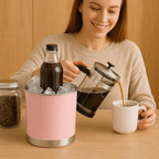 Creative Home Stainless Steel Utensil Holder– 7" Extra Large Cooking Tool Organizer for Kitchen Decor and Countertop Storage, Stable Anti-Tip Design, Durable Powder-Coated Finish, Pink