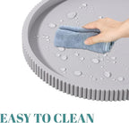 Silicone Bathroom Tray Round Kitchen Counter Organizer Decorative Vanity Accessories Coffee Table Decor for Perfume, Candle, Soap Dish, 9 Inch, Light Grey