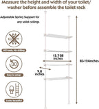 YeYeBest Over The Toilet Storage, Bathroom Organizer 4-Tier Adjustable Shelves for Small Room, Saver Space, 91 to 124 Inch Tall Stainless Steel White
