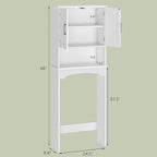 GarveeHome Over The Toilet Storage Cabinet, Double Door Bathroom Storage Organizer with Anti-Tip Device, Small Freestanding Space Saver with Open Shelf, White