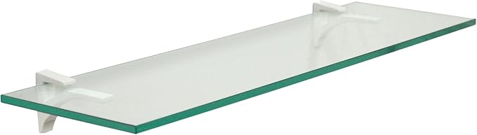 Clear Floating Glass Shelf 12" X 27" in White