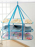 iayokocc 2 Tiers Folding Drying Rack, Folding Mesh Clothes Hanging Dryer, Portable Sweater Drying Rack Lay Fold Flat to Dry Mesh Clothes Hanger for T-Shirt, Swimsuit, Sweater, Delicates