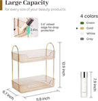 Aveniee Bathroom Counter Organizer, 2 Tier Perfume Skin Care Countertop Storage Shelf, Vanity Makeup Tray for Cosmetic Skincare Lotion, Gold