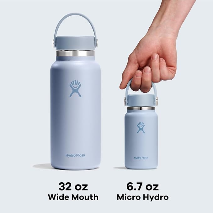 Hydro Flask Micro Bottle - Leak Proof Purse or Pocket Flask - Insulated Mini Water Bottle 6.7 Oz Glimmer Cream