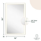 Hamilton Hills Bathroom Mirror with Storage - Wall Mounted Medicine Cabinet with 4 Glass Shelves and LED Backlighting - Modern Rectangular Organizer for Bathroom Décor 16 x 26 Inch - White