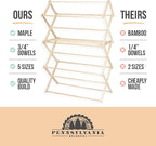 Pennsylvania Woodworks Clothes Drying Rack: Solid Maple Hard Wood Laundry Rack for Sweaters, Blouses, Lingerie & More, Durable Folding Drying Rack, Made in USA, No Assembly Needed, Large