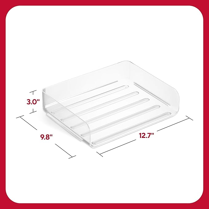 Staples Side‑Load Stackable Plastic Letter Tray, Clear – Desktop Paper Organizer for Office Files & Documents