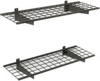 Hyloft 00651 2-Pack Heavy Duty Steel Wall Garage Shelving, 45-Inch X 15-Inch, Low-Profile Brackets, Max Shelf Load 200 Pounds, Hammertone