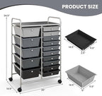 RELAX4LIFE 15-Drawer Storage Drawer Carts - Mobile Rolling Utility Cart w/Wheels, Craft Organizer for Classroom Organization and Storage, School, Office, Home, Storage Organizer Cart (Gradient Black)