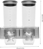 2 Pack 3L/101oz Food Dispenser Wall Mounted Grain Dispenser with 2 Cups Candy Storage Container Double Dry Food Dispensers Wall Mount for Coffee Beans, Nuts, Rice, Millet, Beans (Silver)