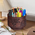 Pen Holder for Desk Organizers and Accessories, 360 Swivel TV Remote Control Holder for Table, Nightstand Organizer Caddy for Art/ Office Supplies/ Stationery, Bedside Decorations for Living Room