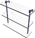 Allied Brass NS-5/16-MBL 16 Inch Triple Tiered Glass Shelf, Mediterranean Blue