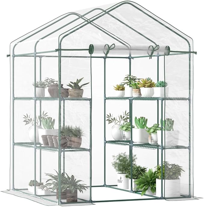 Portable Walk-in Greenhouse with Shelves, Outdoor Plant Protection Cover for Seedlings, Fruits, Flowers, and Vegetables