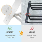 Towel Shelf for Bathroom Wall Mounted, 3-Tier Hotel Style Towel Rack with Towel Bars, Brushed Nickel Towel Racks for Bathroom Lavatory, 16 Inch